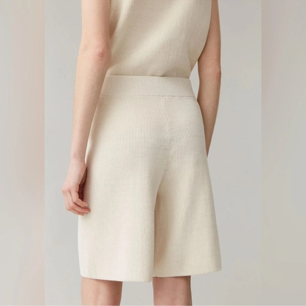COS Cream Ribbed Knit Bermuda Shorts - Picture 4 of 7
